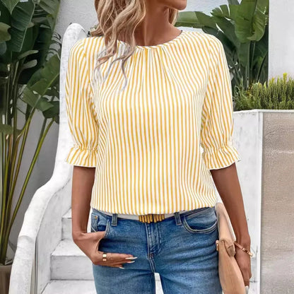 GRACE | Striped Button Design Top